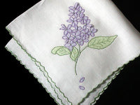 Applique Lilac Organdy Vintage Handkerchief, Madeira Portugal