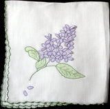 Applique Lilac Organdy Vintage Handkerchief, Madeira Portugal