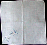 Panama Canal Embroidered Map Vintage Handkerchief
