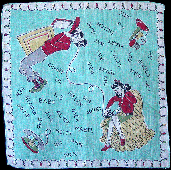 Party Line Vintage Novelty Handkerchief New Old Stock