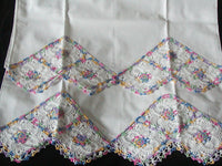 PR Vintage Pillowcases, Multicolor Crochet Lace, Tubing