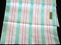 Turquoise and Pink Stripes Vintage Irish Linen Kitchen Tea Towel
