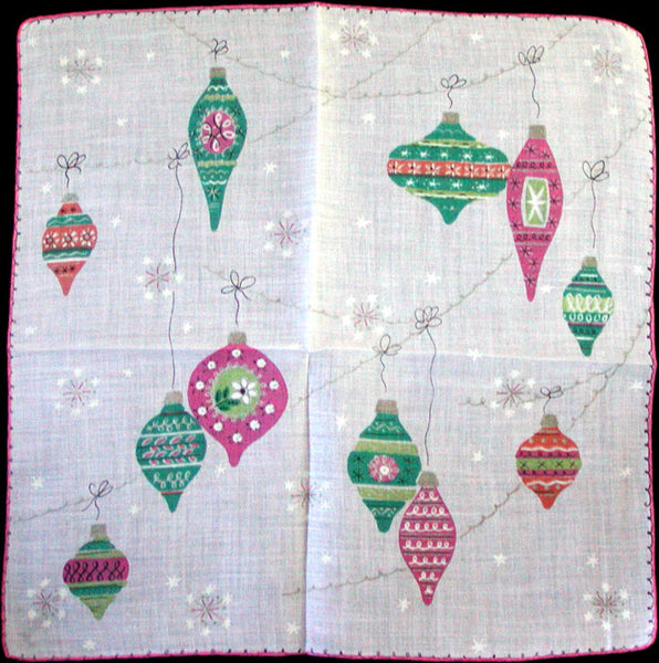 Shiny Brite Christmas Ornaments Vintage Handkerchief