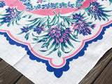 Carnations & Violets Vintage Tablecloth 50x51