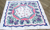 Carnations & Violets Vintage Tablecloth 50x51