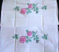 PR Vintage Pillowcases Hand Embroidered Roses
