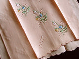 Garden Flowers Vintage Madeira Embroidered Guest Towel, Peach