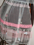 Sheer Frilly Pink Blue Tulle w Lace, Bows Vintage Hostess Apron