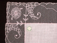 Pink Cornucopia Embroidered Lace Vintage Wedding Handkerchief