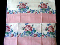 Roses and Violets Border Print Vintage Pillowcases