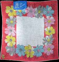 October Flower of the Month Vintage Linen Handkerchief Kimball P