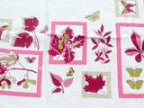 Botanical Leaves Butterflies Vintage Linen Tablecloth 50x50