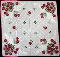 Christmas Poinsettia Tussie-Mussies Vintage Handkerchief