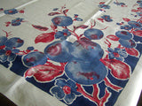Blue Fruit & Floral Vintage Tablecloth 50x51
