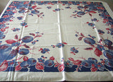 Blue Fruit & Floral Vintage Tablecloth 50x51