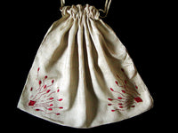 c1920 Silk Pongee Laundry Bag w Double Sided Embroidery