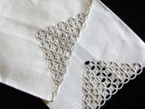 Madeira Ponto Grega Embroidered Vintage Linen Towels, Pair