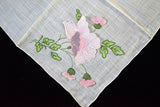 Poppies Detached Organdy Applique Vintage Handkerchief Madeira