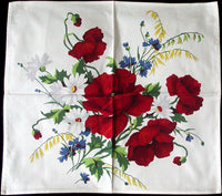 Red Poppies Blue Bachelor Buttons Vintage Wilendur Napkins Set