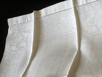 Primitive Antique Huck Linen Damask Towels, Pair