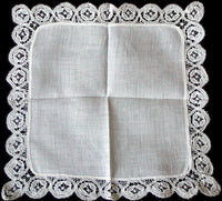 Antique Bobbin Lace Vintage Wedding Handkerchief