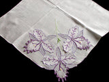 Purple Orchids Vintage Handkerchief Hand Rolled