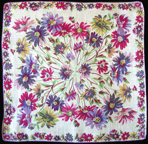 Wildflowers Vintage Linen Handkerchief