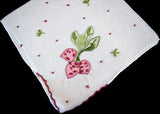 Madeira Embroidered Radishes Vintage Linen Handkerchief, Lady Heritage