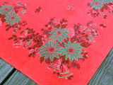 Festive Red Christmas Trimmings Vintage Tablecloth 46x49