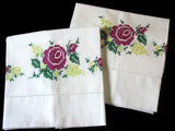 PR Red Rose Cross Stitch Vintage Pillowcases