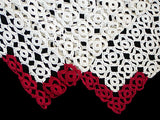Red & White Vintage Crochet Lace Runner 20x56