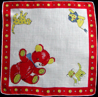 Stuffed Animals Vintage Child's Handkerchief