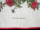 Red Rhodeodendron Vintage Cotton Handkerchief Unused