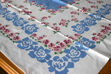 Callaway Gardenia & Pansies Vintage Tablecloth 52x46