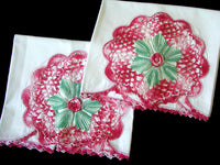 PR Vintage Pillowcases Crochet Lace Rose Medallion