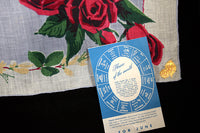June Flower of the Month Vintage Linen Handkerchief, Kimball