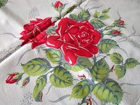 Big Red Roses Vintage Wilendur Tablecloth 47x55