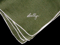 Sally Embroidered Vintage Irish Linen Handkerchiefs, Set of 5