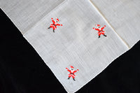 Embroidered Santas Vintage Christmas Handkerchief