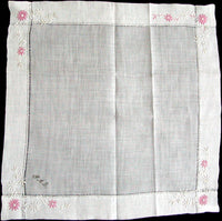 Hand Embroidered Lawn Vintage Wedding Trousseau Handkerchief SAB