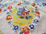 Scenic Horse & Carriage Vintage Tablecloth 46x50