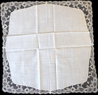 Antique White Schiffli Lace Vintage Wedding Handkerchief