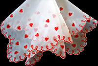 Flocked Hearts Sheer Nylon Vintage Valentines Day Handkerchief