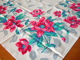 Big Red Poppies Border Vintage Tablecloth 47x51