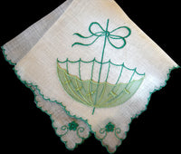 Embroidered Shower Parasol Umbrella Vintage Handkerchief