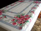 Pink & Red Tulip Bouquets Vintage Tablecloth 60x90 Unused MWT