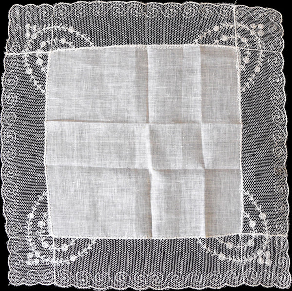 Scroll Border Lace Vintage Wedding Handkerchief
