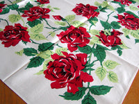 Simtex Red Rose Vintage Tablecloth Unused 45x50