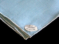 Burmel Hand Rolled Vintage Irish Linen Handkerchief, Baby Blue