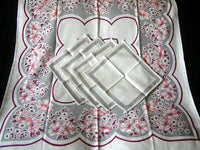 Floral Vintage Tablecloth & Napkins Bridge Set, Old Stock